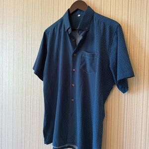 State & Liberty Men's Navy Blue Short Sleeve Button-Up Shirt with Micro Dot